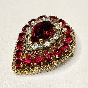 Vintage Austria Signed Rhinestone Brooch Costume Jewelry